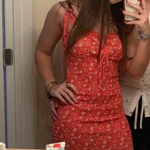 American Threads Red Floral Mini Dress